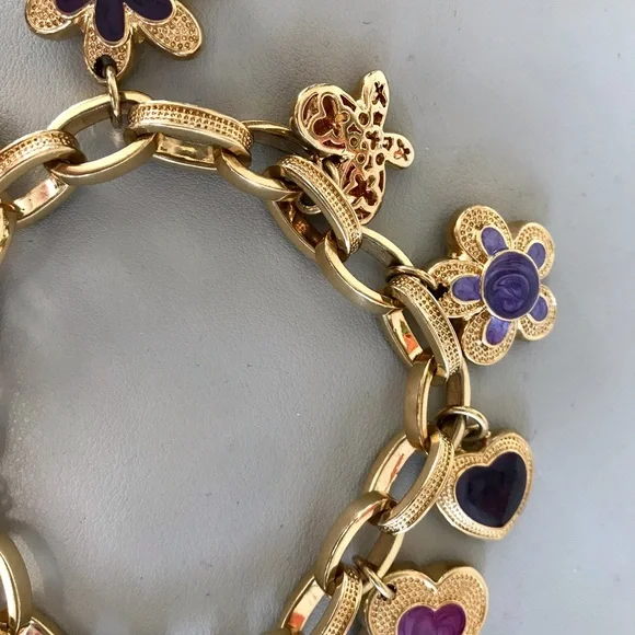 Absolutely Beautiful Chunky Gold Vermeil & enamel Lauren B Adams Charm Bracelet - Picture 2 of 5